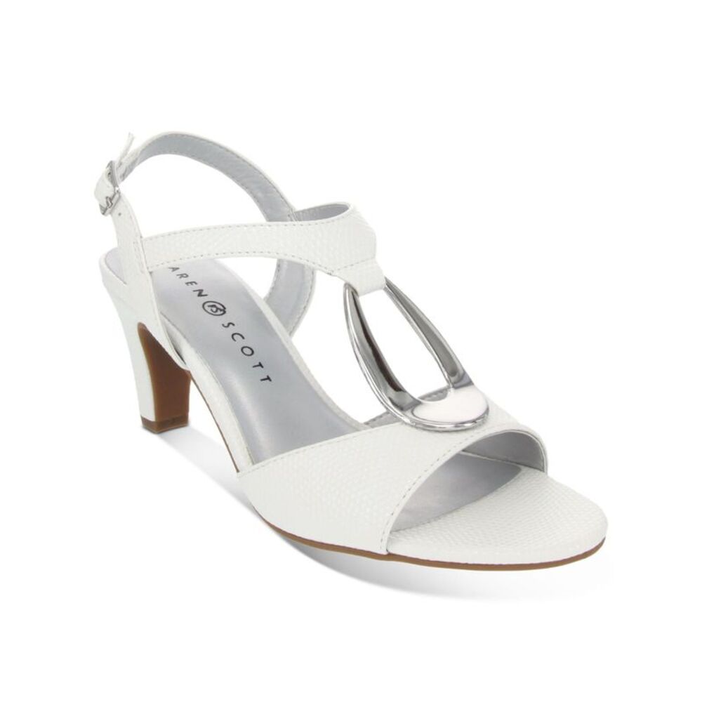 NWT KAREN SCOTT Womens White Snake Print Danee Almond Sandals Shoes 5 M